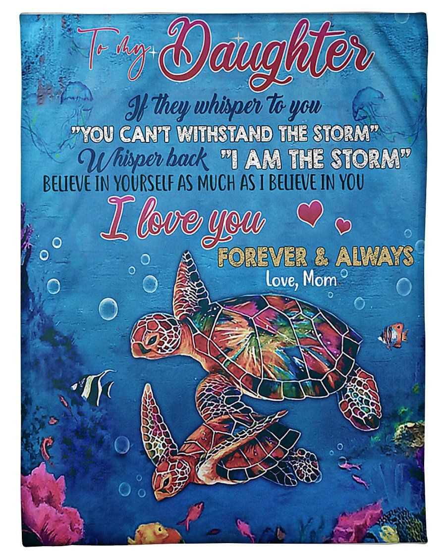 That's Meaningful Words With Turtle Image From Mom To Daughter Fleece Blanket