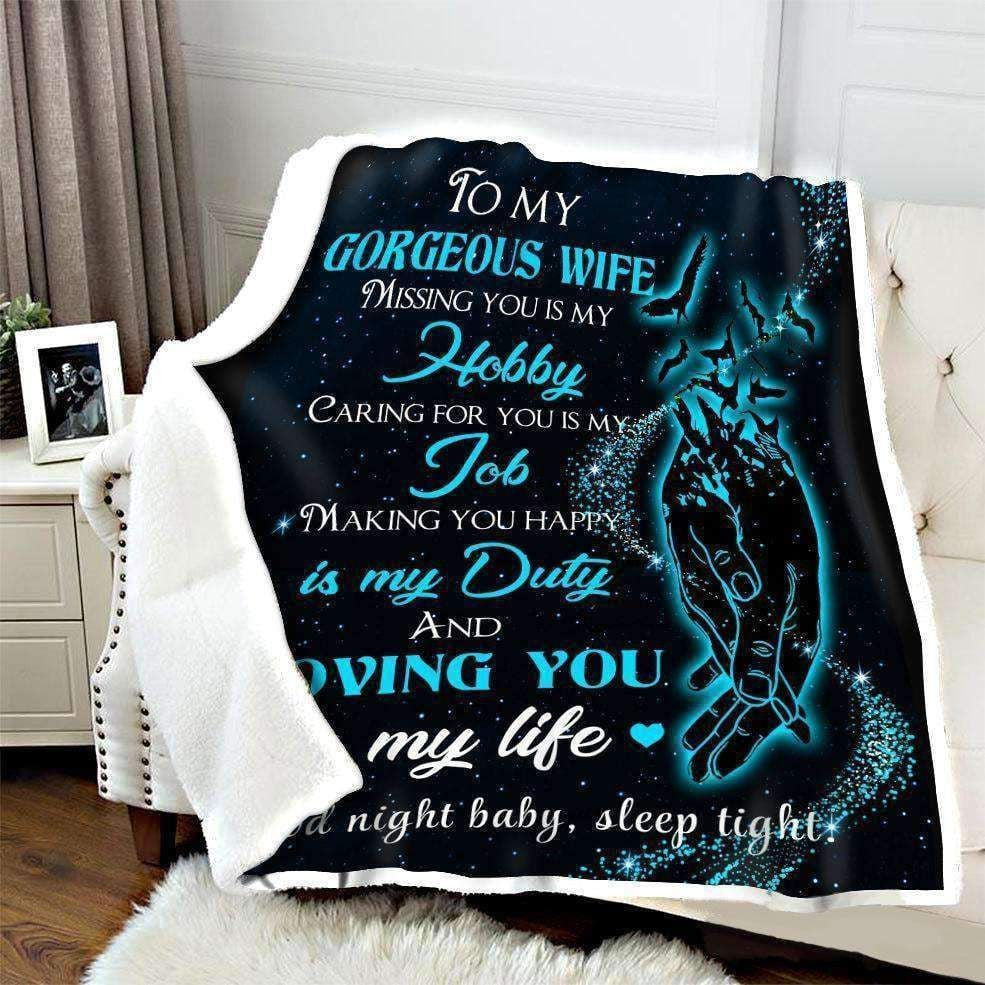 Loving You Is My Life Blue Blanket
 Giving Wife