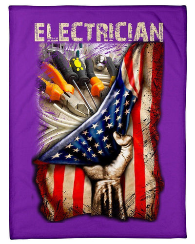 Electrician Usa Flag Amazing Fleece Blanket