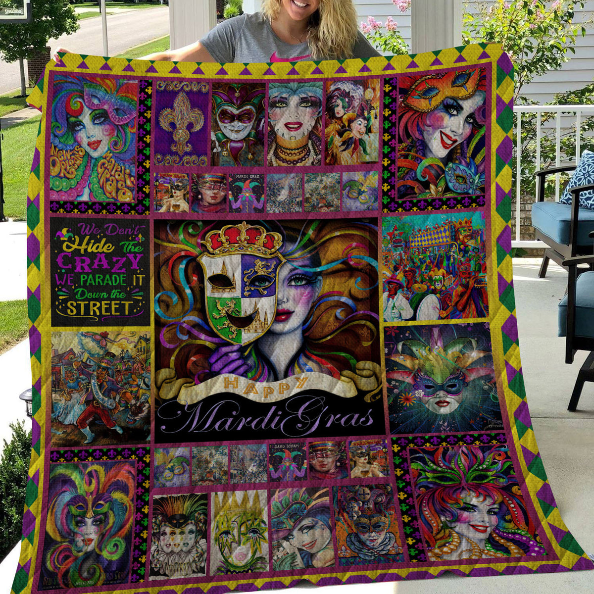 Happy Mardi Gras New Orleans Fleece Blanket