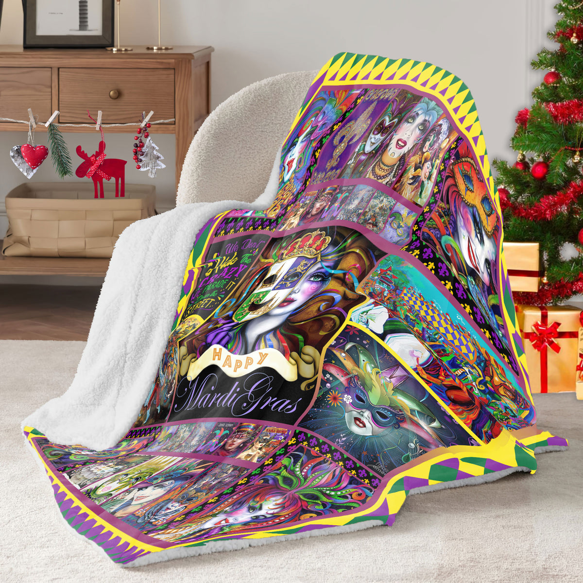 Happy Mardi Gras New Orleans Fleece Blanket
