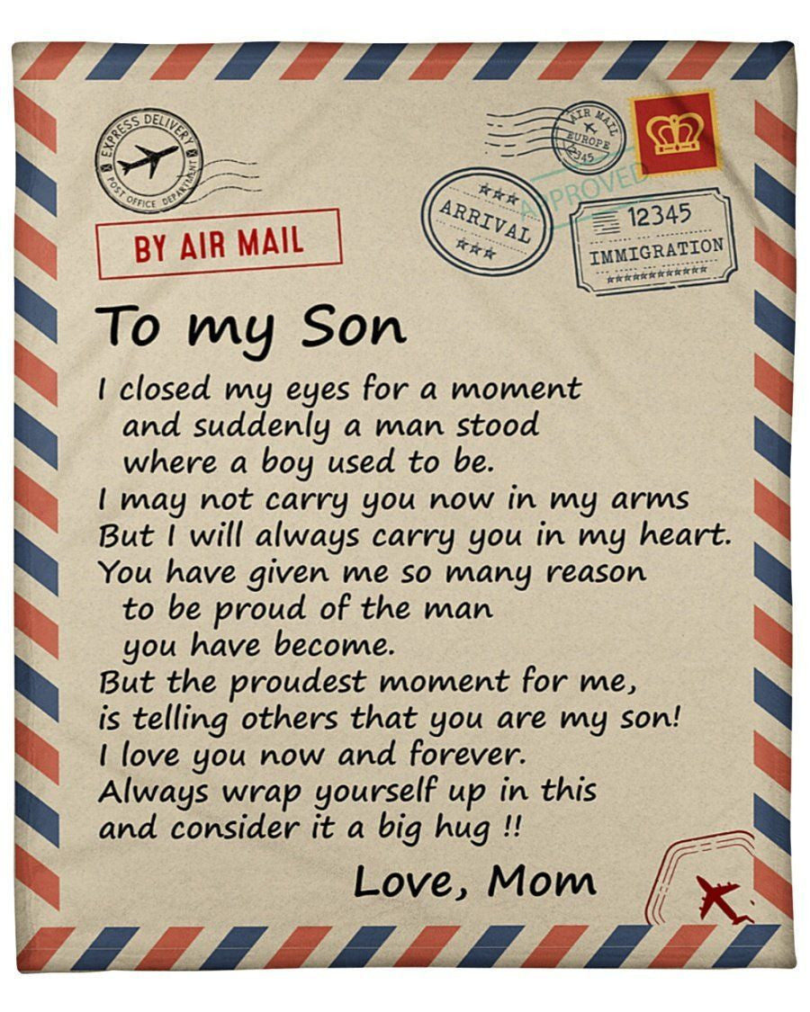I Love You Now And Forever Mom To Son Airmail Fleece Blanket Fleece Blanket