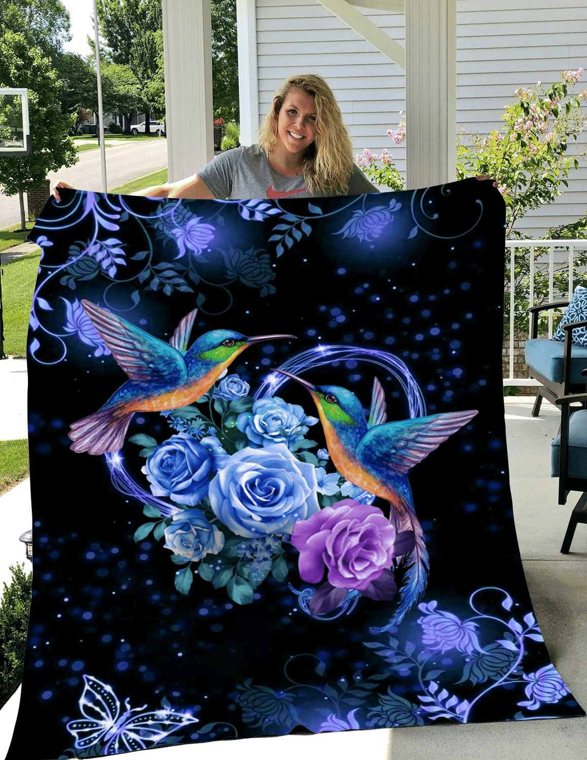 For Dearest Mother I Love Hummingbirds Printed Fleece Blanket