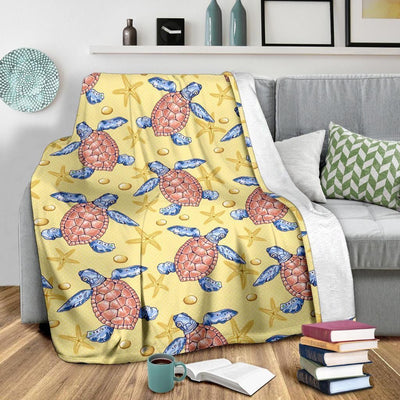 Vintage Sea Turtle Pattern Print Design Fleece Blanket