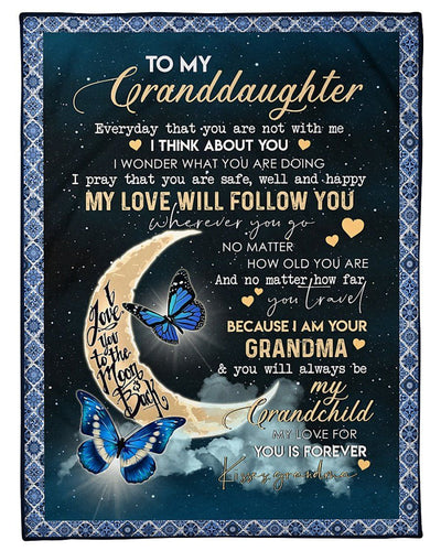 Butterflies Grandma To Granddaughter With Miss Trending For Family Fleece Blanket