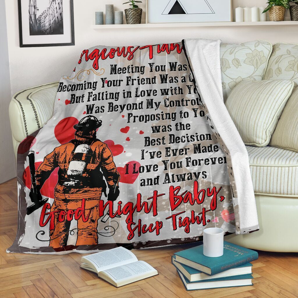 Marrying You Was The Best Decision Fleece Blanket Gift For Firefighter's FiancīŋŊe Fleece Blanket