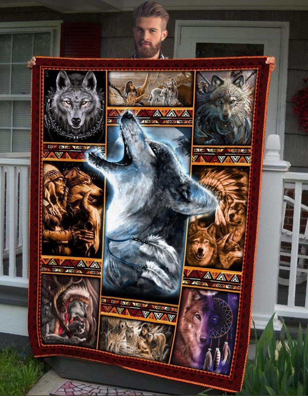 Warrior Native American Soft Fleece Blanket Gift