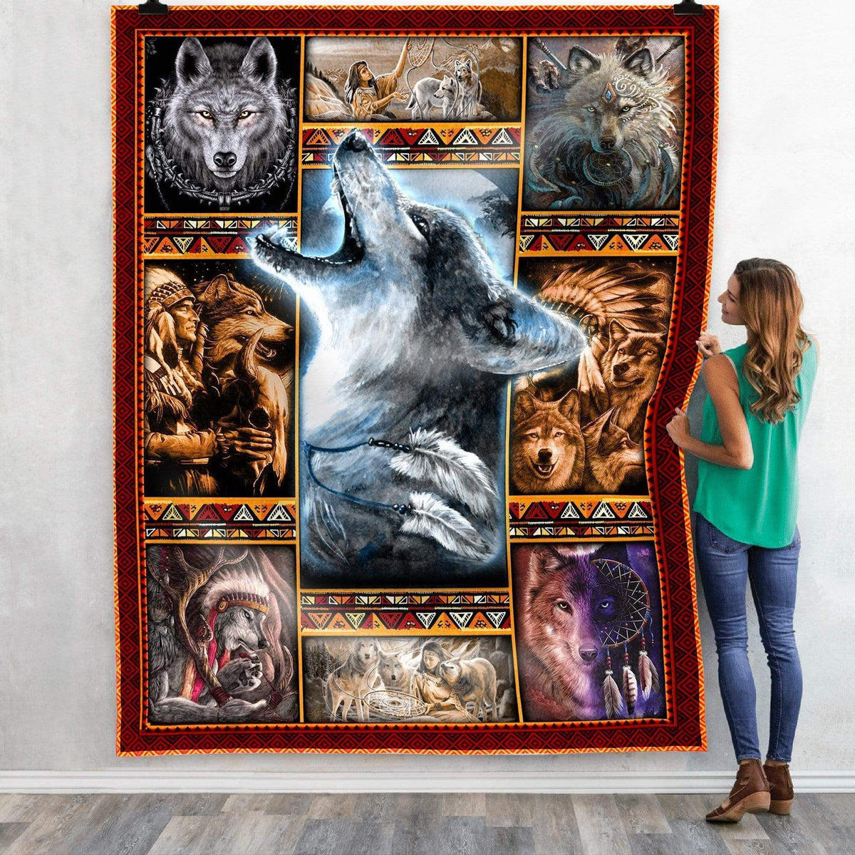 Warrior Native American Soft Fleece Blanket Gift