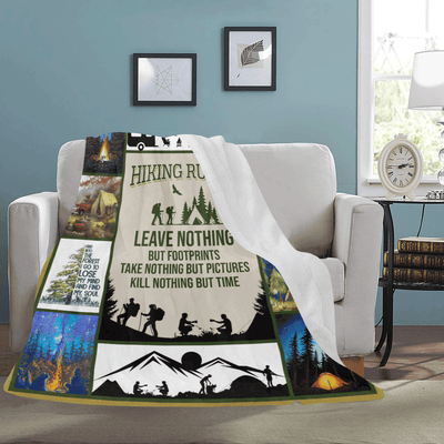 Hiking Rules Forest Mountain Camping Outdoor Printed Fleece Blanket