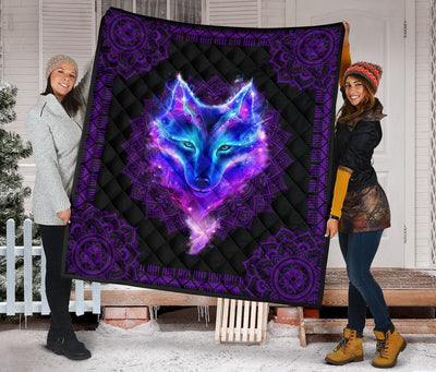 For Son Galaxy Background With Pisces Wolf Printed Fleece Blanket