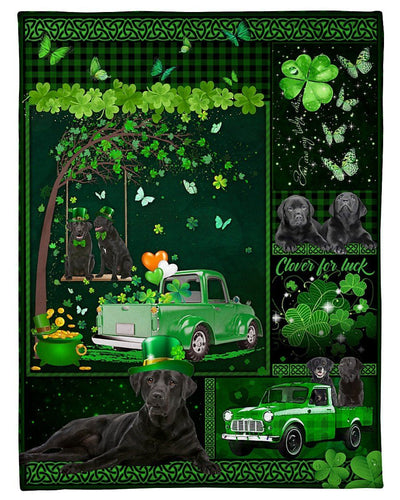 Black Labrador Truck Irish St Patricks Day Gift For Dog Lover Fleece Blanket