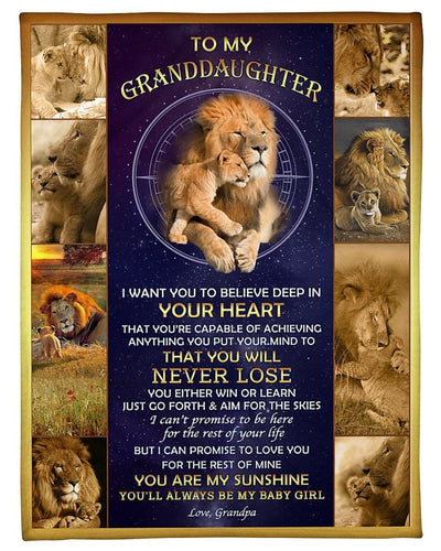 Lions Love To Granddaughter For Family Fleece Blanket