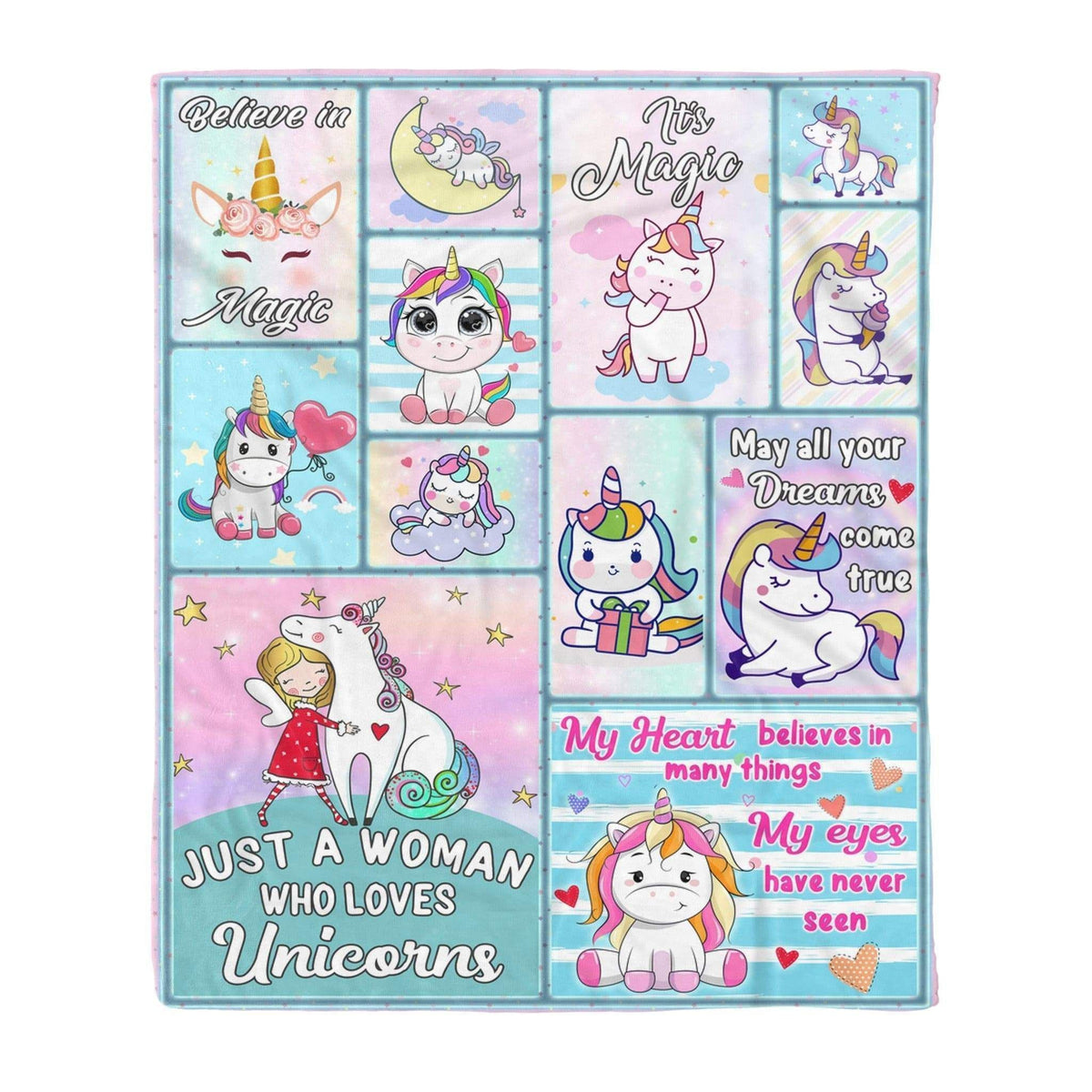 Happy Mother's Day Lovely Cartoon Unicorn Fleece Blanket Gift For Women