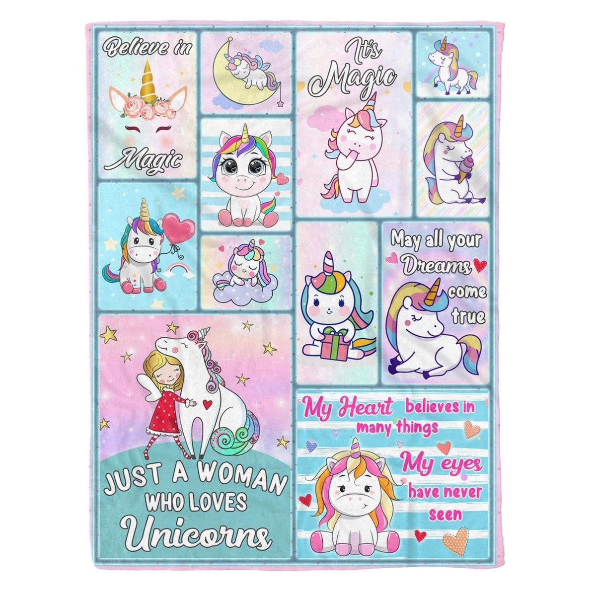 Happy Mother's Day Lovely Cartoon Unicorn Fleece Blanket Gift For Women