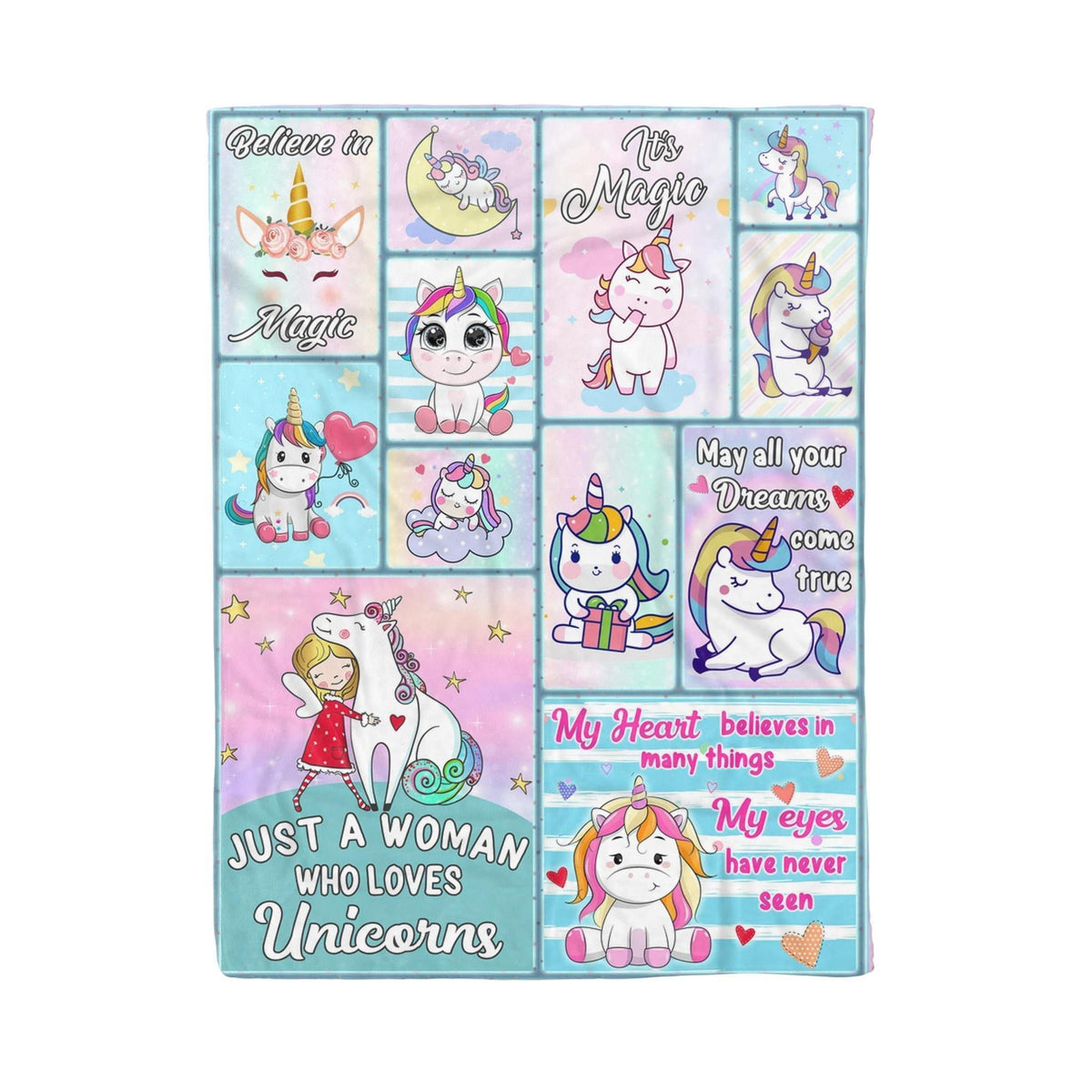 Happy Mother's Day Lovely Cartoon Unicorn Fleece Blanket Gift For Women