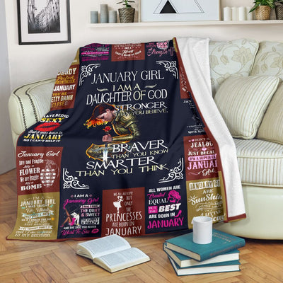 January Girl You're Braver Than You Believe Fleece Blanket Birthday Gift Fleece Blanket