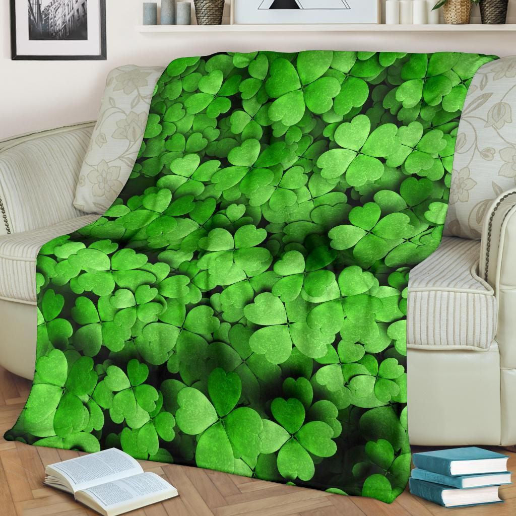 Funny Gift For St Patrick's Day Clover Leaves Fleece Blanket