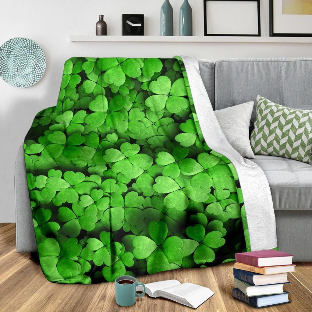 Funny Gift For St Patrick's Day Clover Leaves Fleece Blanket