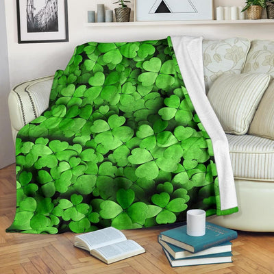 Funny Gift For St Patrick's Day Clover Leaves Fleece Blanket