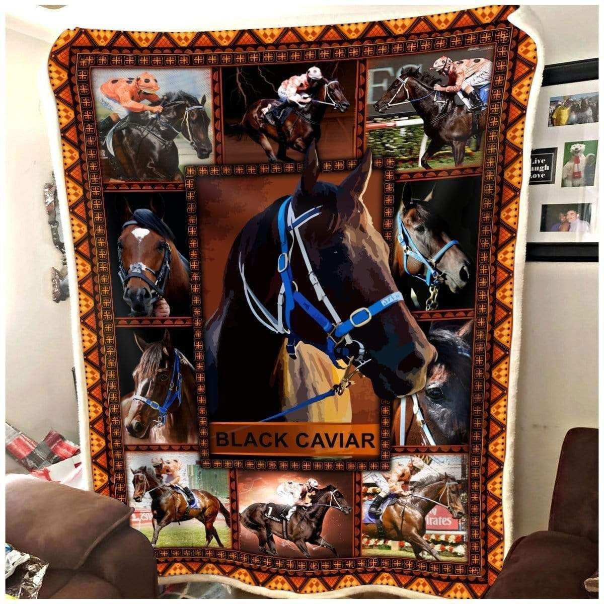 Pemola Black Caviar Horse Fleece Blanket Gift For Boy