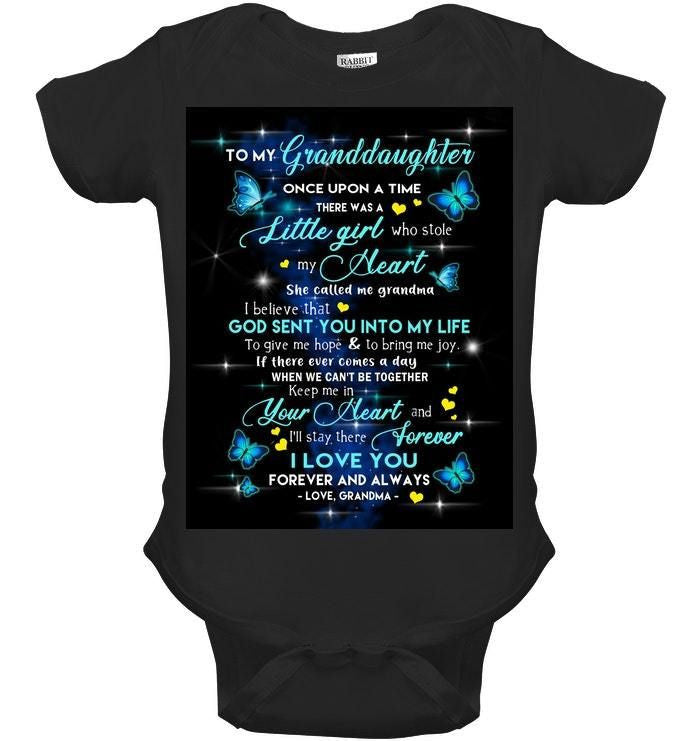 Grandma To My Granddaughter I'll Stay There Forever Fleece Blanket Baby Onesie