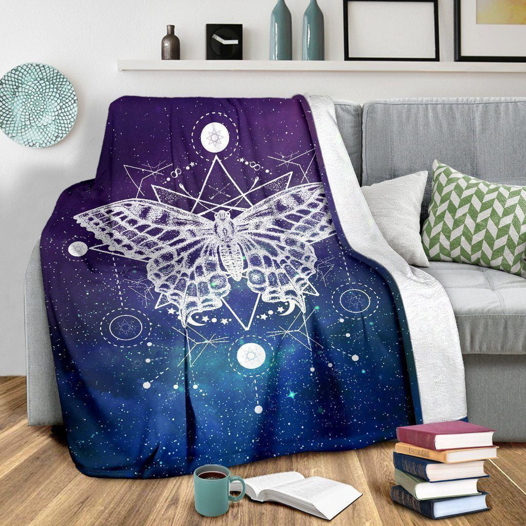 Zodiac Style Butterfly Galaxy Printed Fleece Blanket