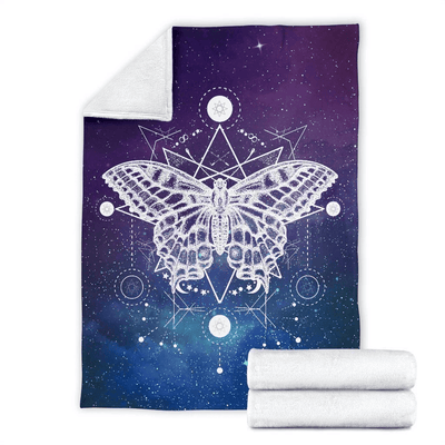 Zodiac Style Butterfly Galaxy Printed Fleece Blanket