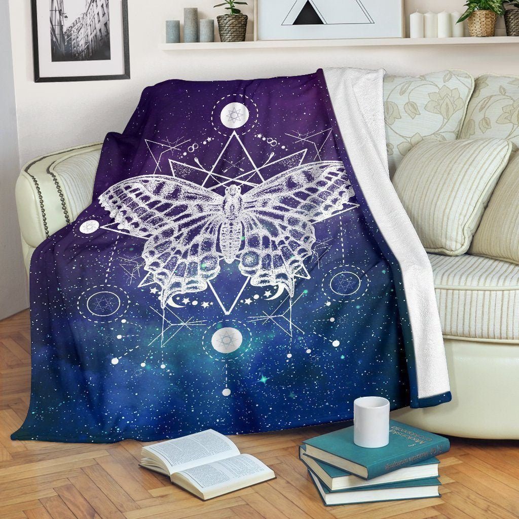 Zodiac Style Butterfly Galaxy Printed Fleece Blanket