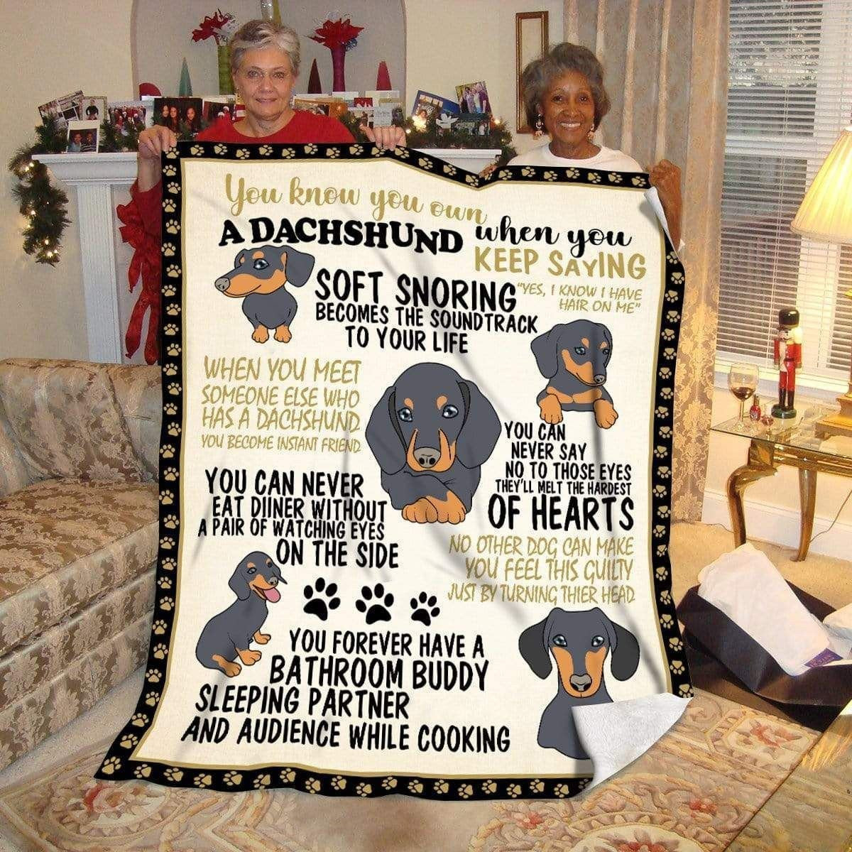 Sleeping Partner Adience While Cooking Dachshund Fleece Blanket Gift For Dog Lovers