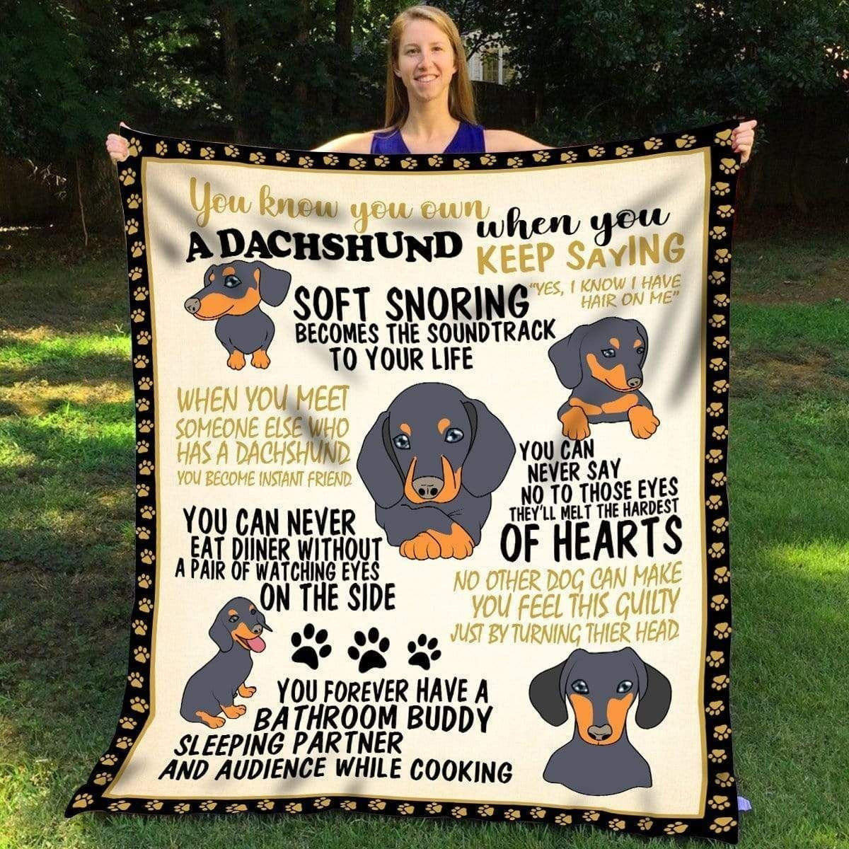 Sleeping Partner Adience While Cooking Dachshund Fleece Blanket Gift For Dog Lovers