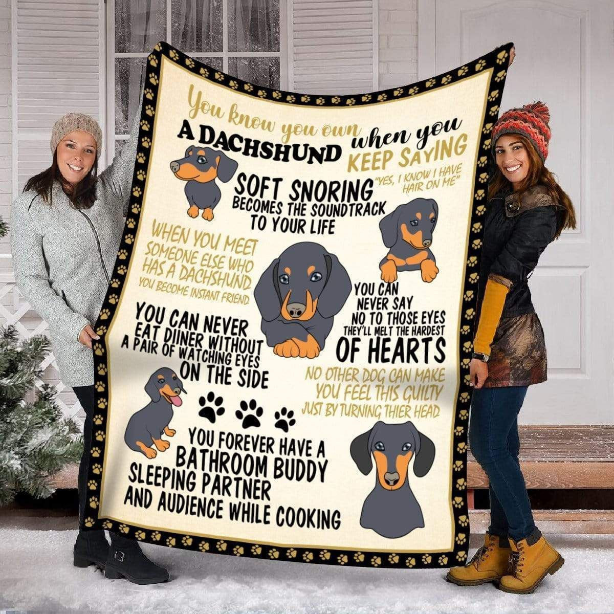 Sleeping Partner Adience While Cooking Dachshund Fleece Blanket Gift For Dog Lovers