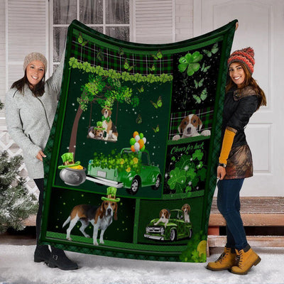 Beagle Dog Irish Shamrock St Patrick's Day Printed Fleece Blanket