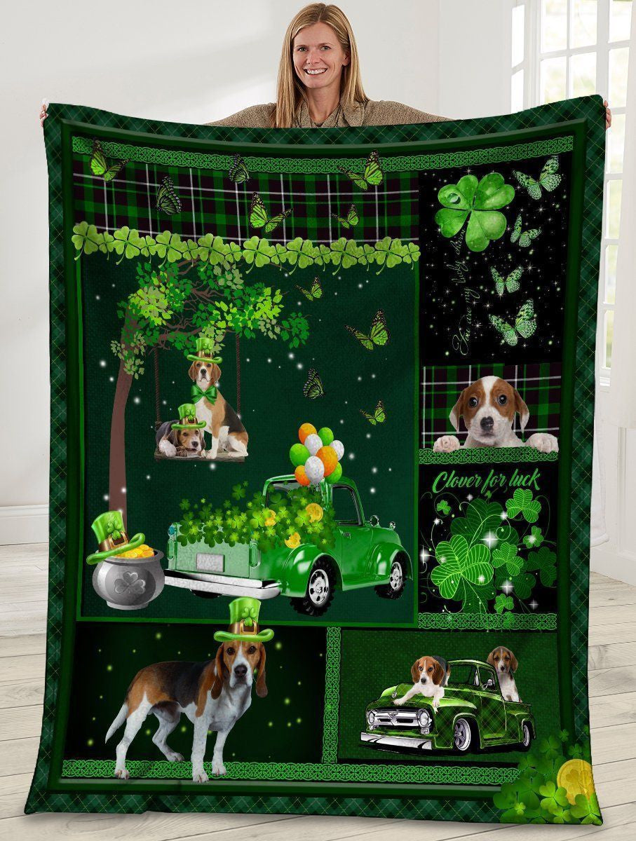 Beagle Dog Irish Shamrock St Patrick's Day Printed Fleece Blanket