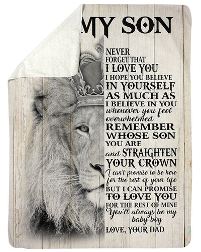 Son Dad Gift Lion Design You'll Always My Baby Boy Fleece Blanket Sherpa Blanket