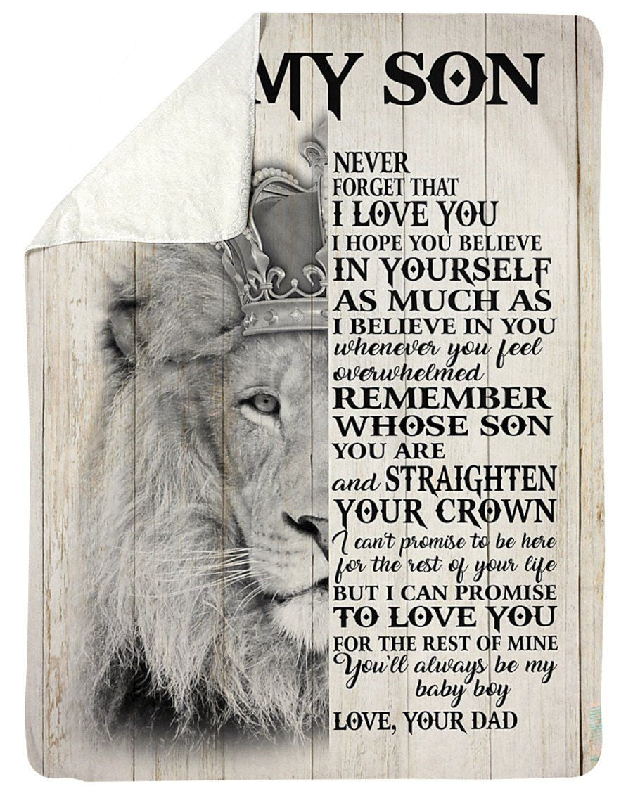 Son Dad Gift Lion Design You'll Always My Baby Boy Fleece Blanket Sherpa Blanket