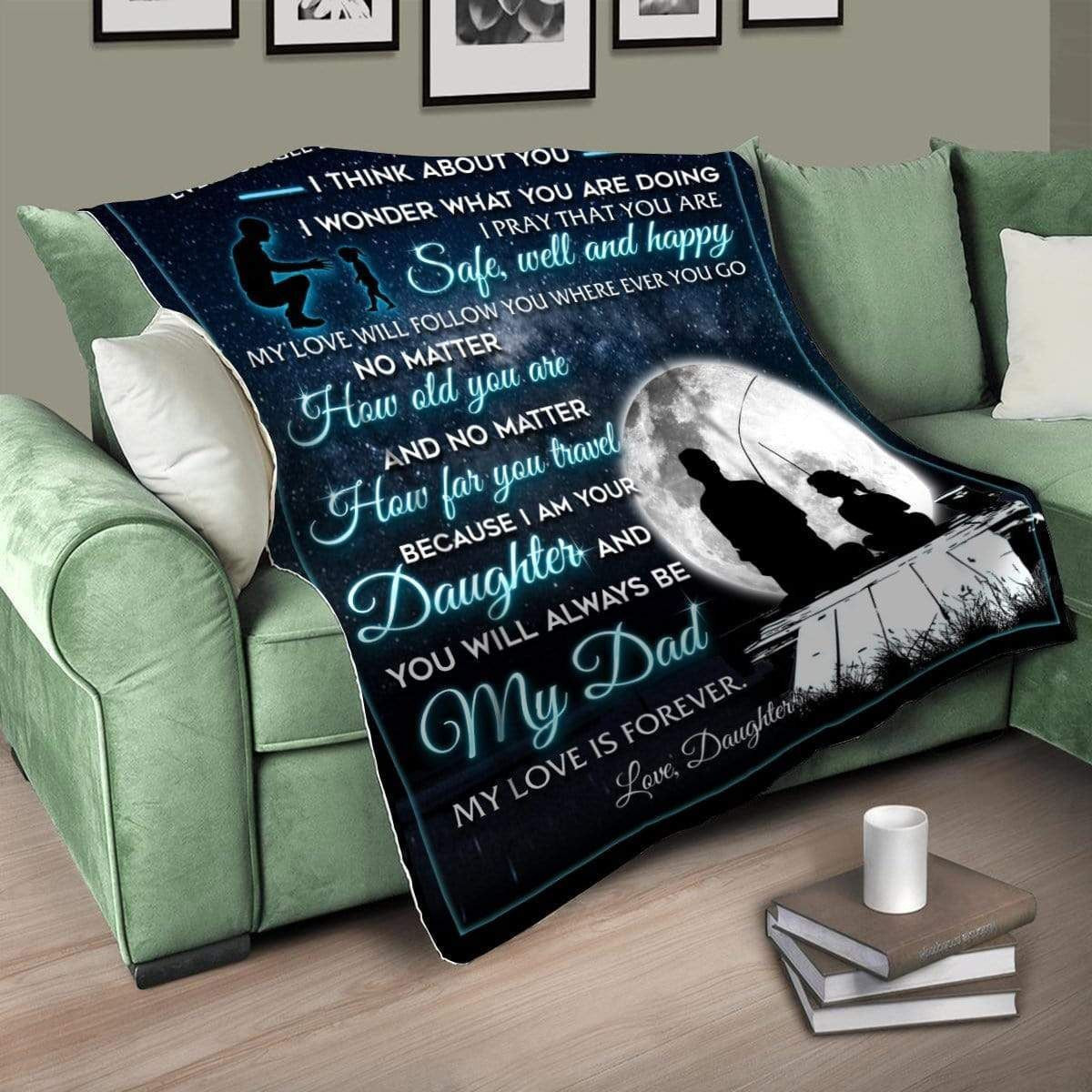 Safe Well And Happy Fleece Blanket Gift For Fishing Dad