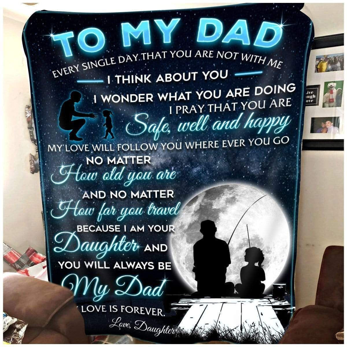 Safe Well And Happy Fleece Blanket Gift For Fishing Dad