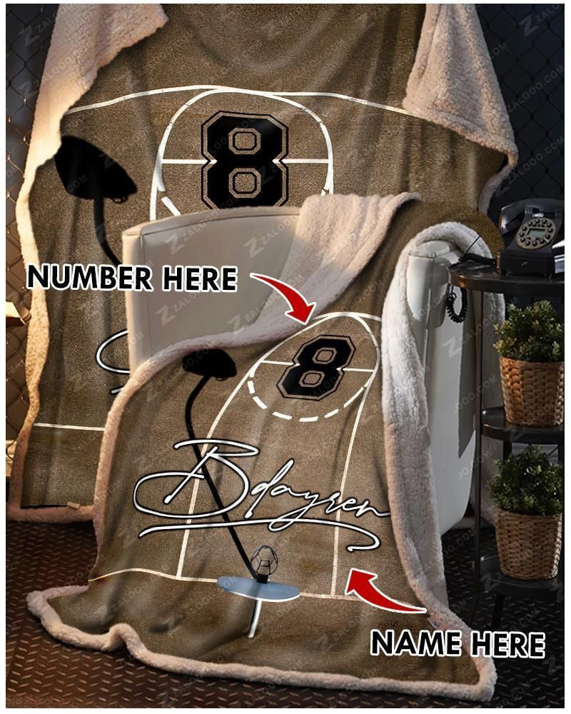 Custom Text Name Number Fleece Blanket Basketball Signature Number