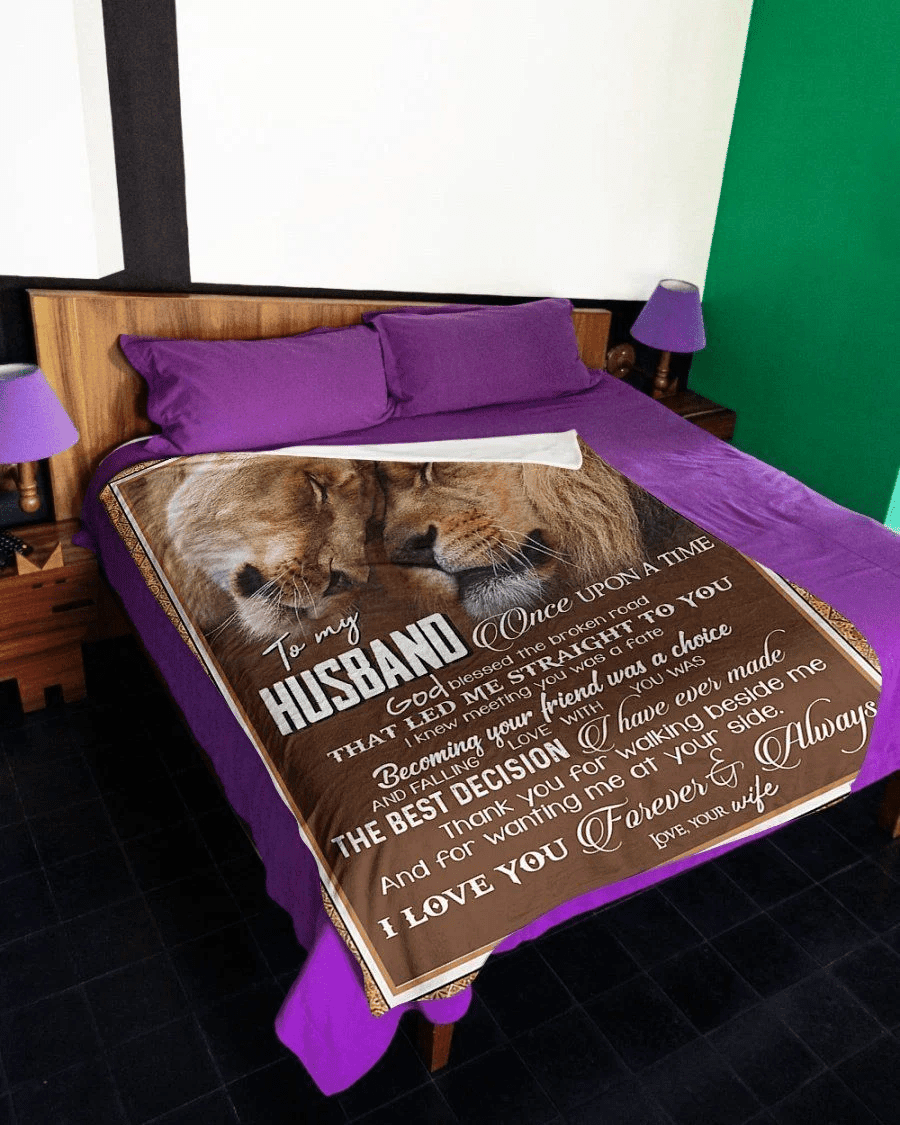 Lion To My Husband Love You Forever And Always Fleece Blanket