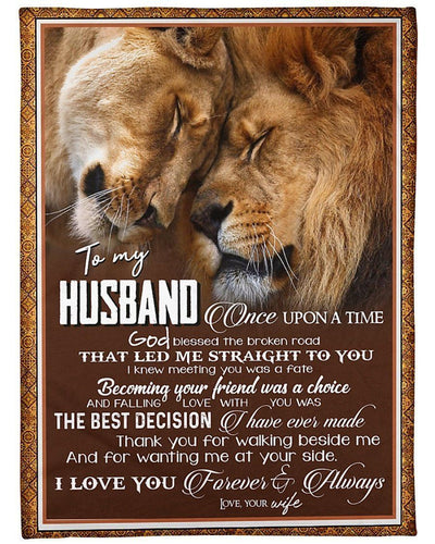Lion To My Husband Love You Forever And Always Fleece Blanket