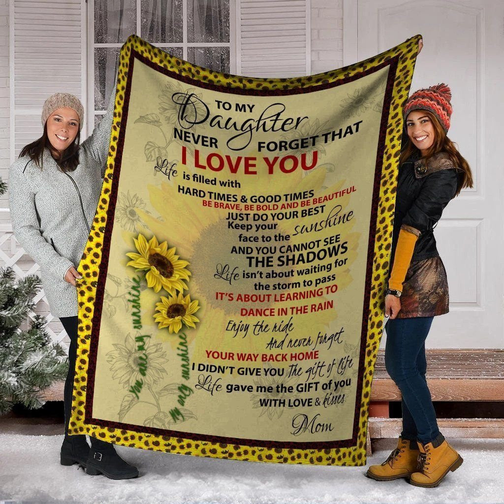 To My Daughter You Are My Sunshine Mom And Daughter Sunflower Soft Fleece Blanket