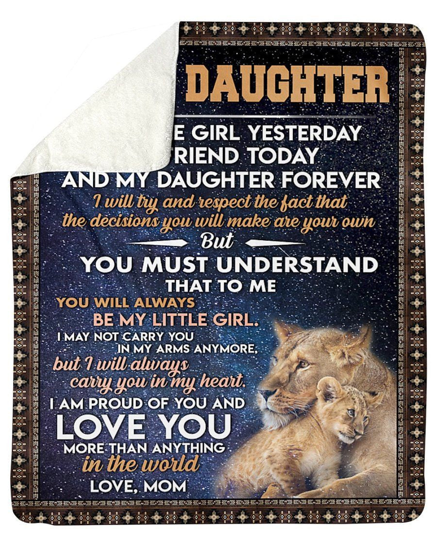 To My Daughter I Am Proud Of You And Love You Fleece Blanket Sherpa Blanket