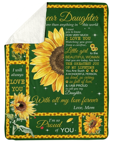 I Love You Sunflower Love Gifts Dear Daughter For Family Fleece Blanket