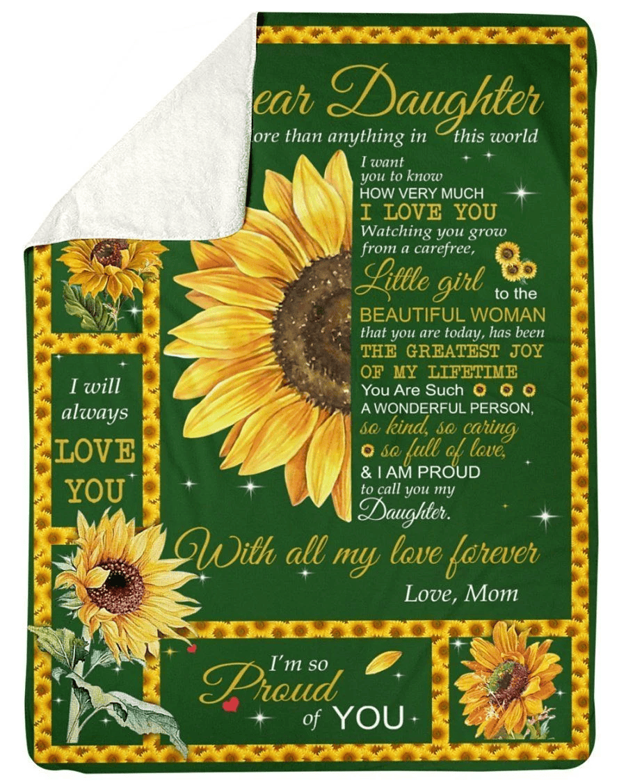 I Love You Sunflower Love Gifts Dear Daughter For Family Fleece Blanket