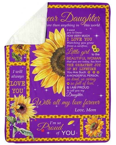 I Love You Sunflower Love Gifts Dear Daughter For Family Fleece Blanket