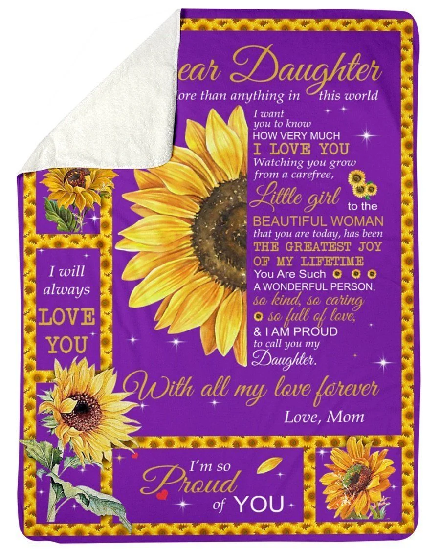 I Love You Sunflower Love Gifts Dear Daughter For Family Fleece Blanket