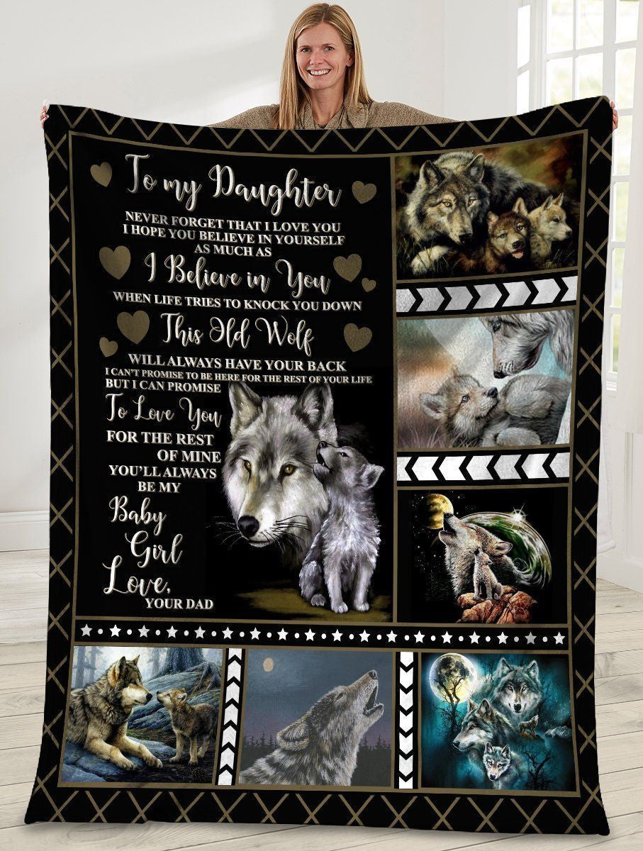 To My Daughter Never Forget That I Love You Grey Wolf Fleece Blanket
