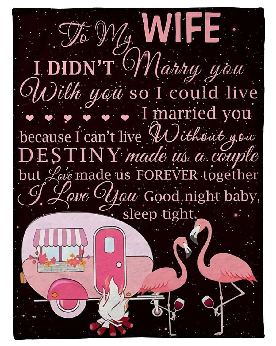 To My Wife Love You Flamingo Custom Design Fleece Blanket