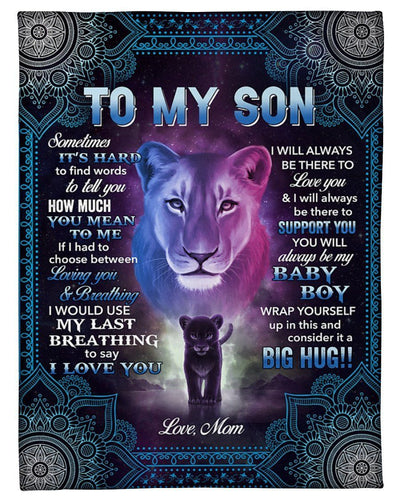 Lion To Son Blue Mandala I'll Always Be There To Love You Fleece Blanket Fleece Blanket