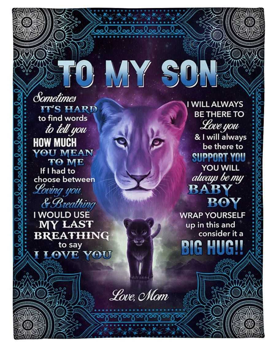 Lion To Son Blue Mandala I'll Always Be There To Love You Fleece Blanket Fleece Blanket